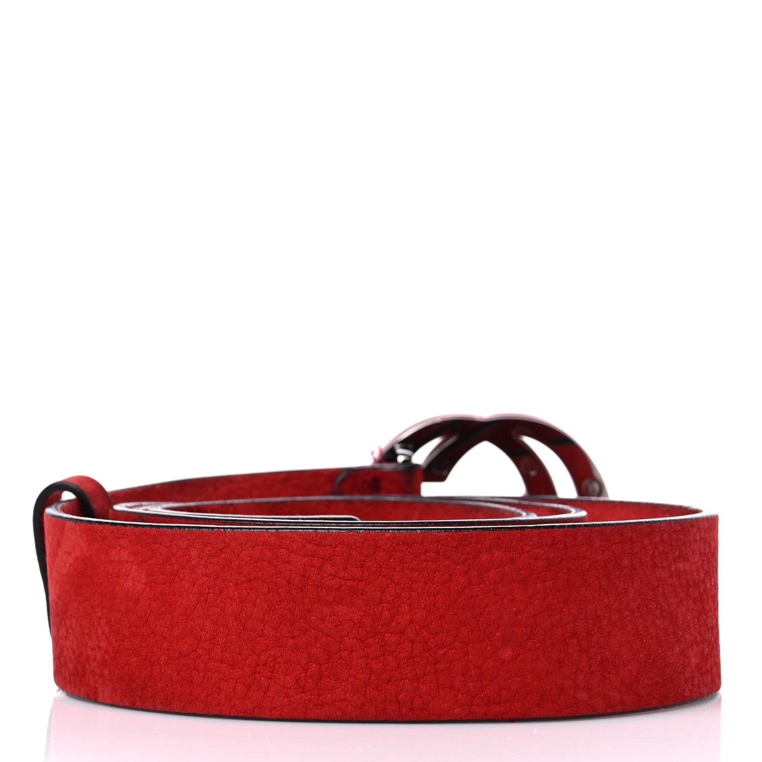 Gucci Nubuck Interlocking G Belt 105 42 Red 2 of 7