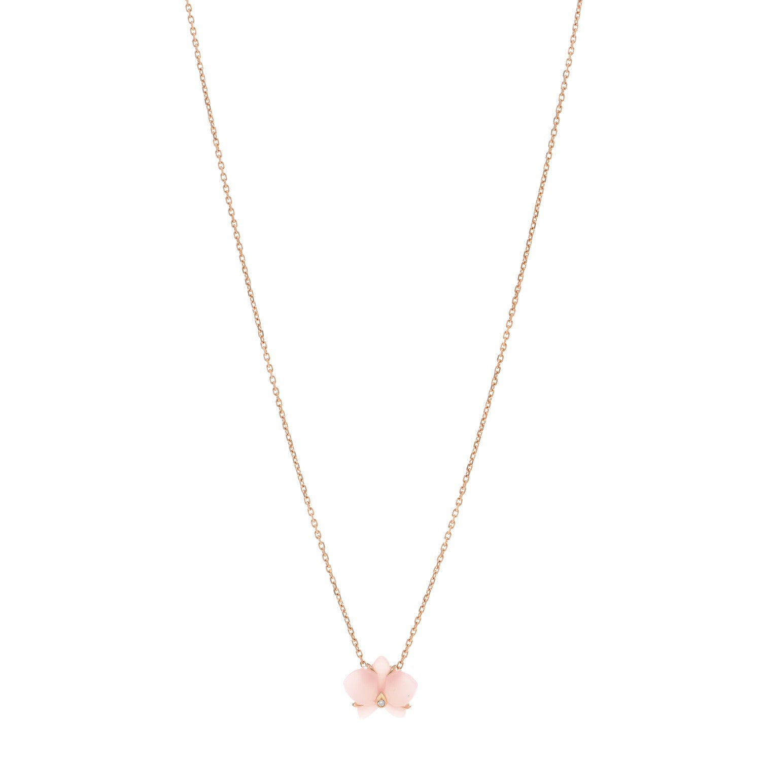 Cartier 18K Pink Gold Rose Quartz Diamond Caresse D'Orchidees Par Cartier Pendant Necklace 1 of 4