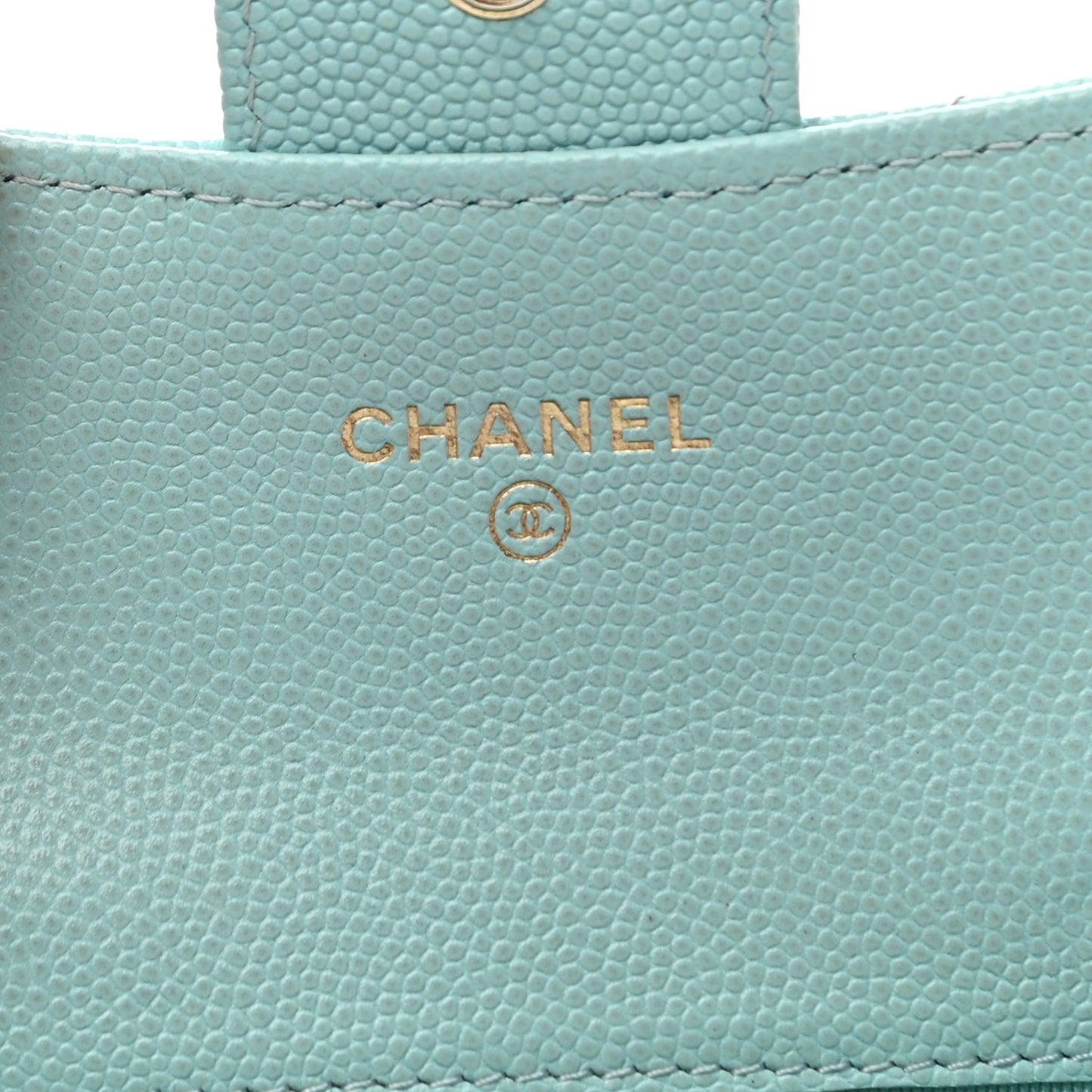 Caviar Quilted Flap Card Holder Wallet Light Blue
