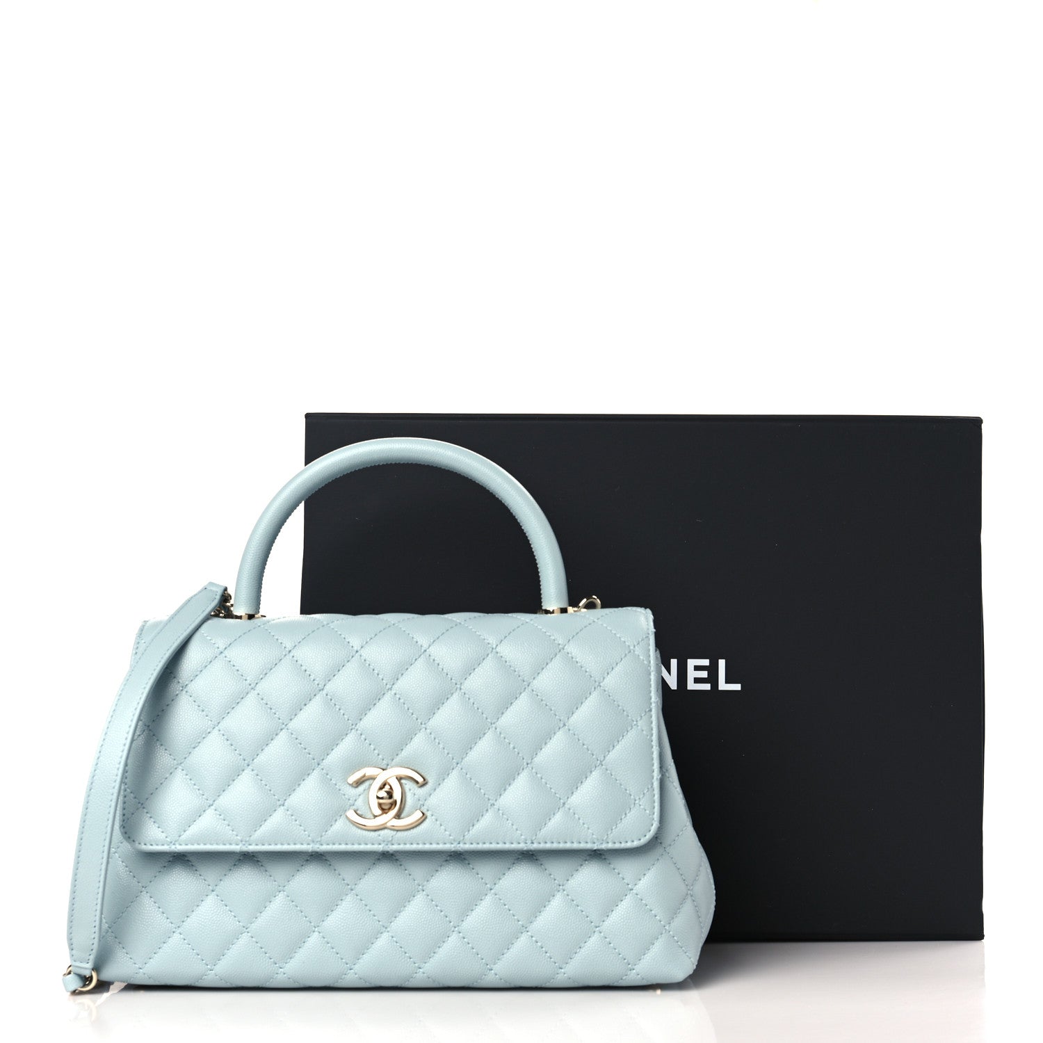 Chanel Caviar Quilted Small Coco Handle Flap Light Blue 10 of 10