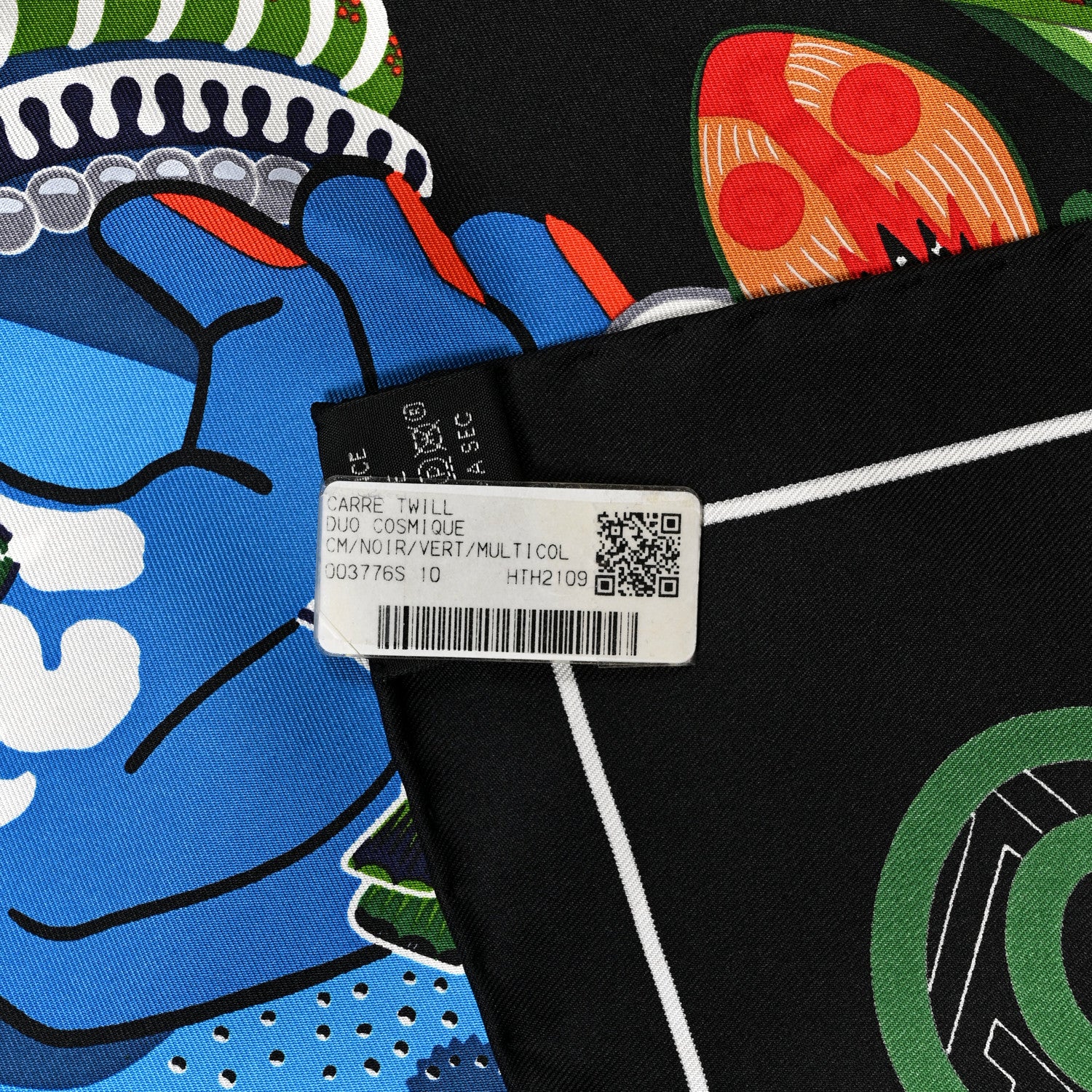 Hermes Silk Twill Duo Cosmique Scarf 90 Black Vert Multicolor 2 of 3