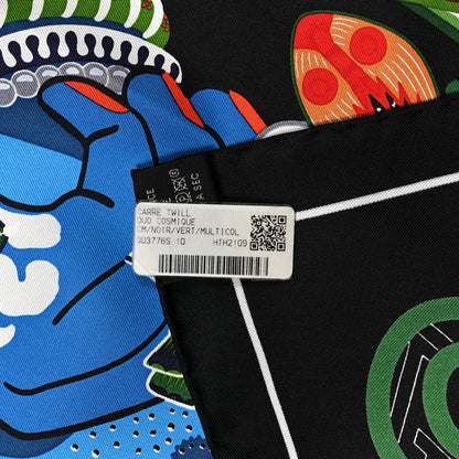 Hermes Silk Twill Duo Cosmique Scarf 90 Black Vert Multicolor 2 of 3