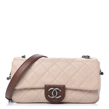 Chanel Calfskin Large Country Chic Flap Ecru Brown 1 of 11