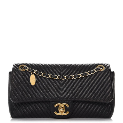 Chanel Calfskin Chevron Quilted Medium Surpique Flap Black 1 of 8