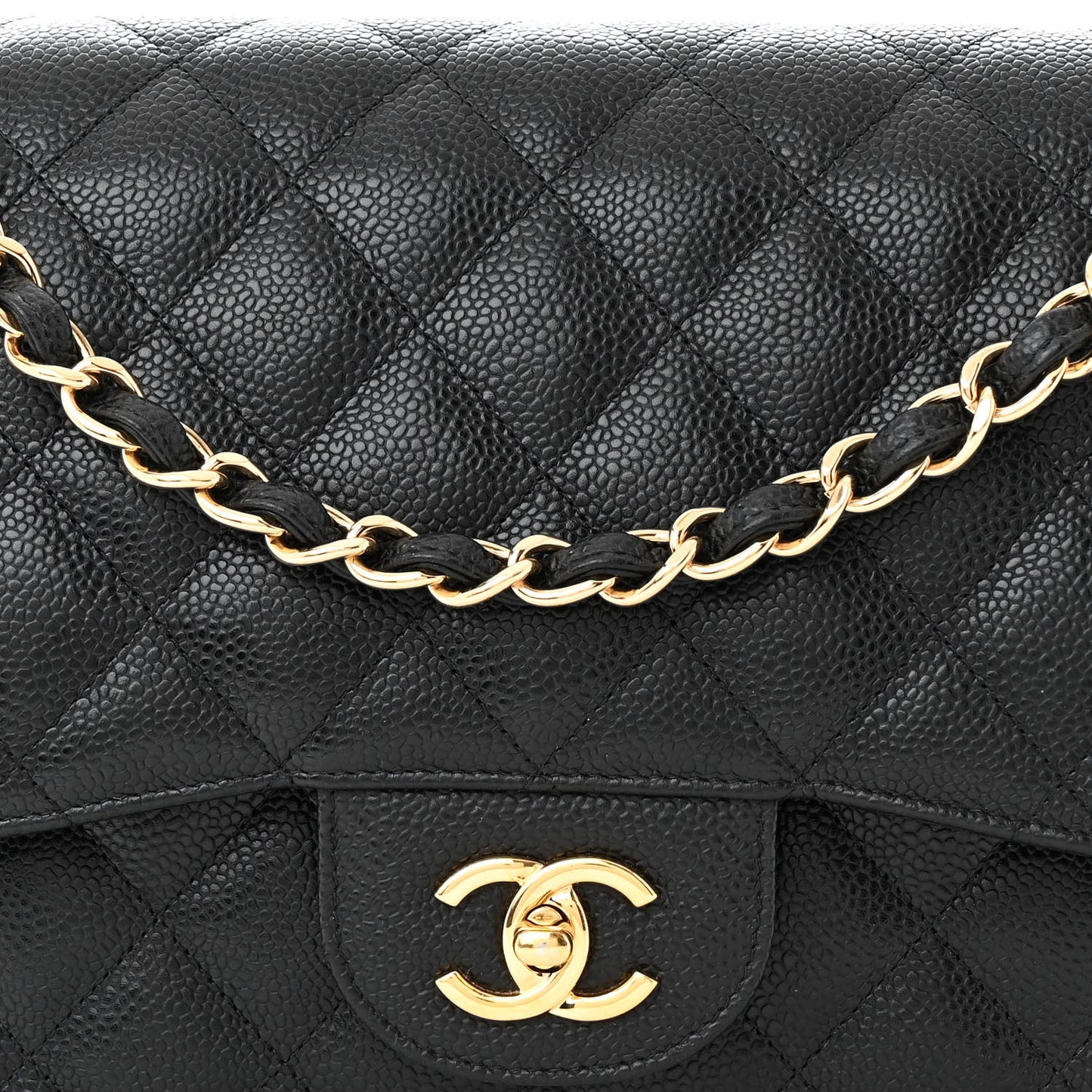 Caviar Quilted Jumbo Double Flap Black