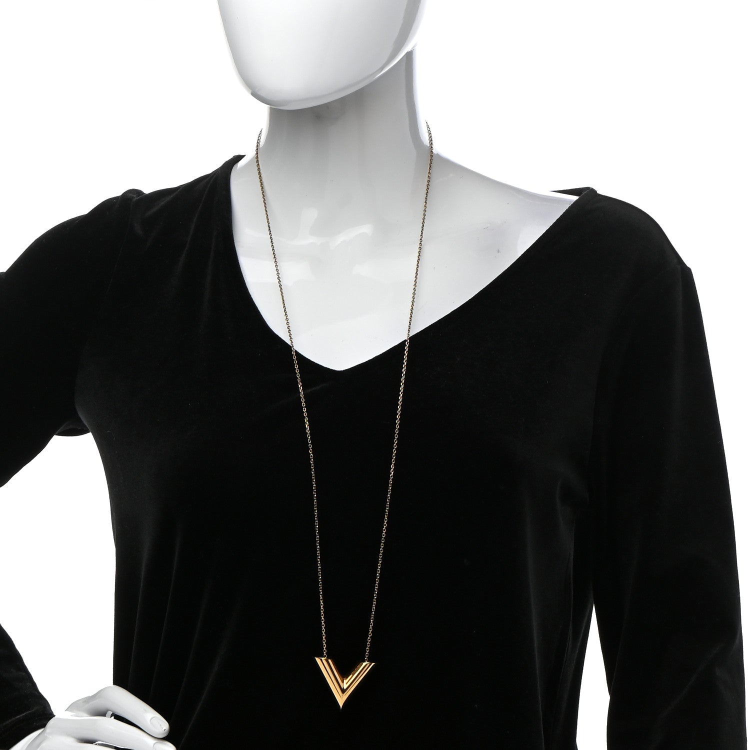 Louis Vuitton Essential V Necklace Gold 2 of 9