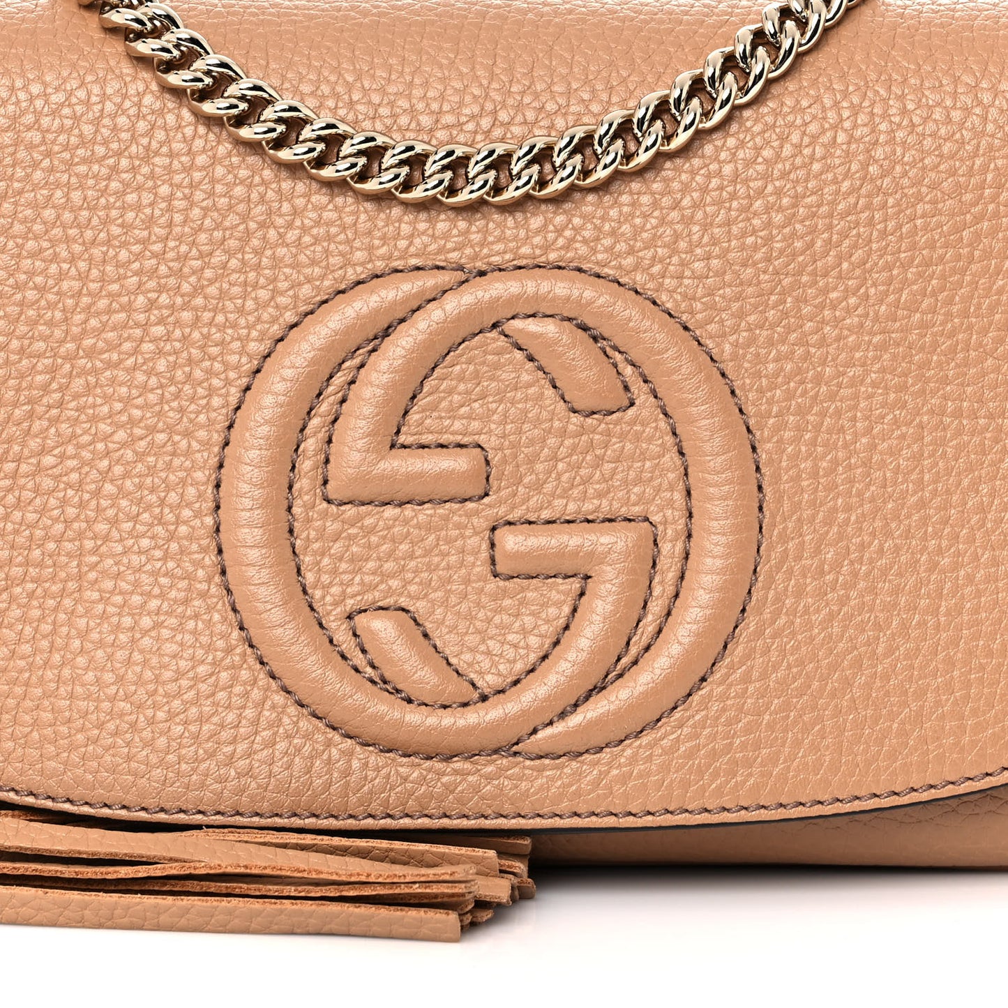 Pebbled Calfskin Medium Soho Flap Crossbody Camelia