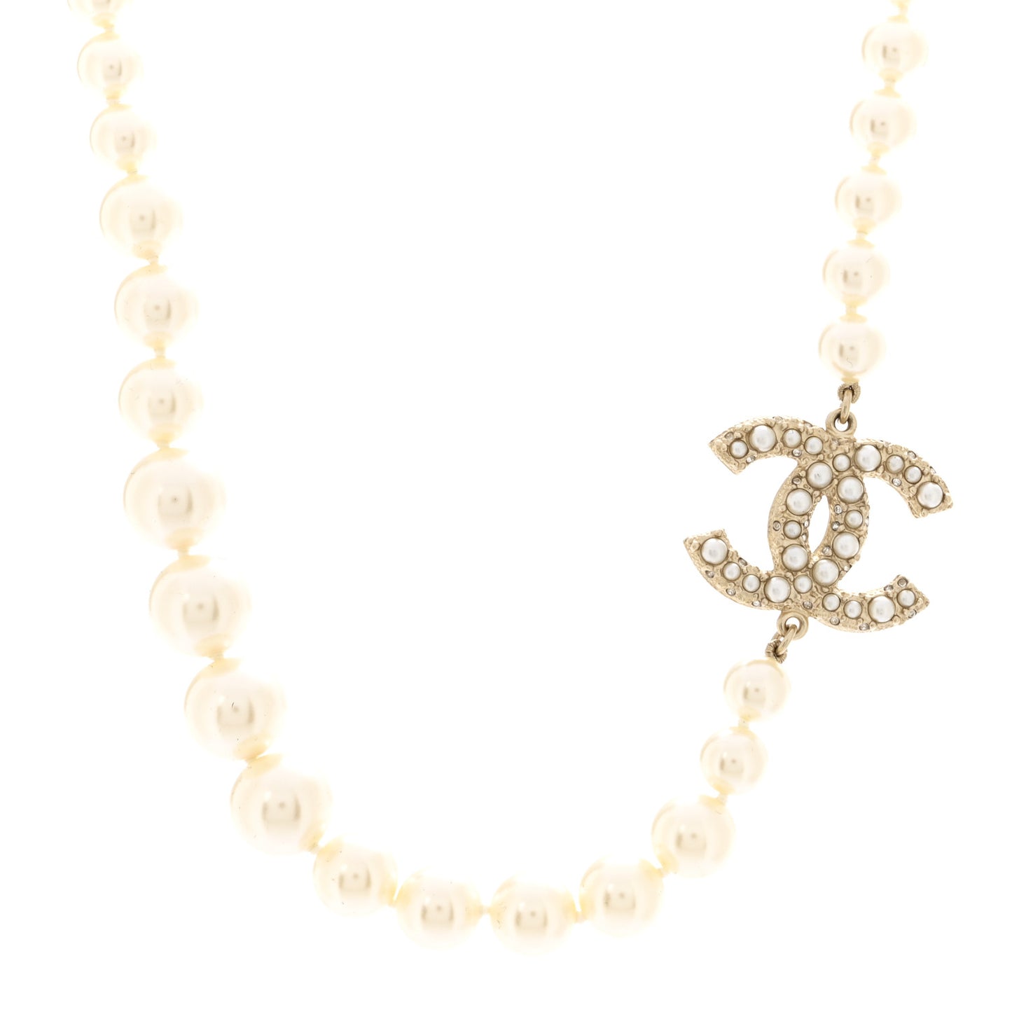 Pearl CC 100th Anniversary Necklace Light Gold