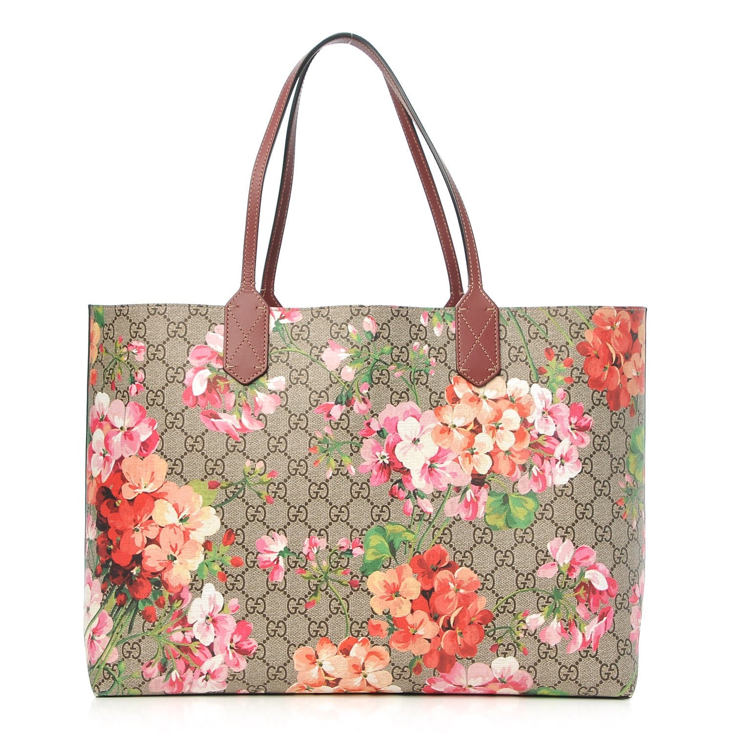 Gucci GG Supreme Monogram Blooms Medium Reversible Tote Beige Multicolor Dry Rose 1 of 14