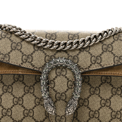 Gucci GG Supreme Monogram Suede Crystal Small Dionysus Shoulder Bag Beige Ebony Taupe 5 of 9