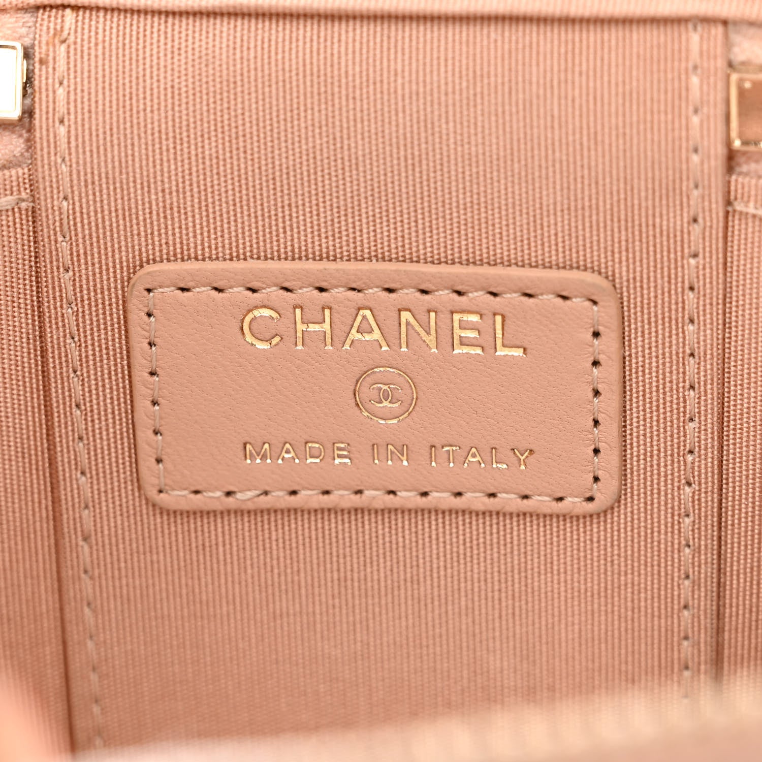 Chanel Lambskin Quilted Top Handle Mini Vanity Case With Chain Beige 6 of 12