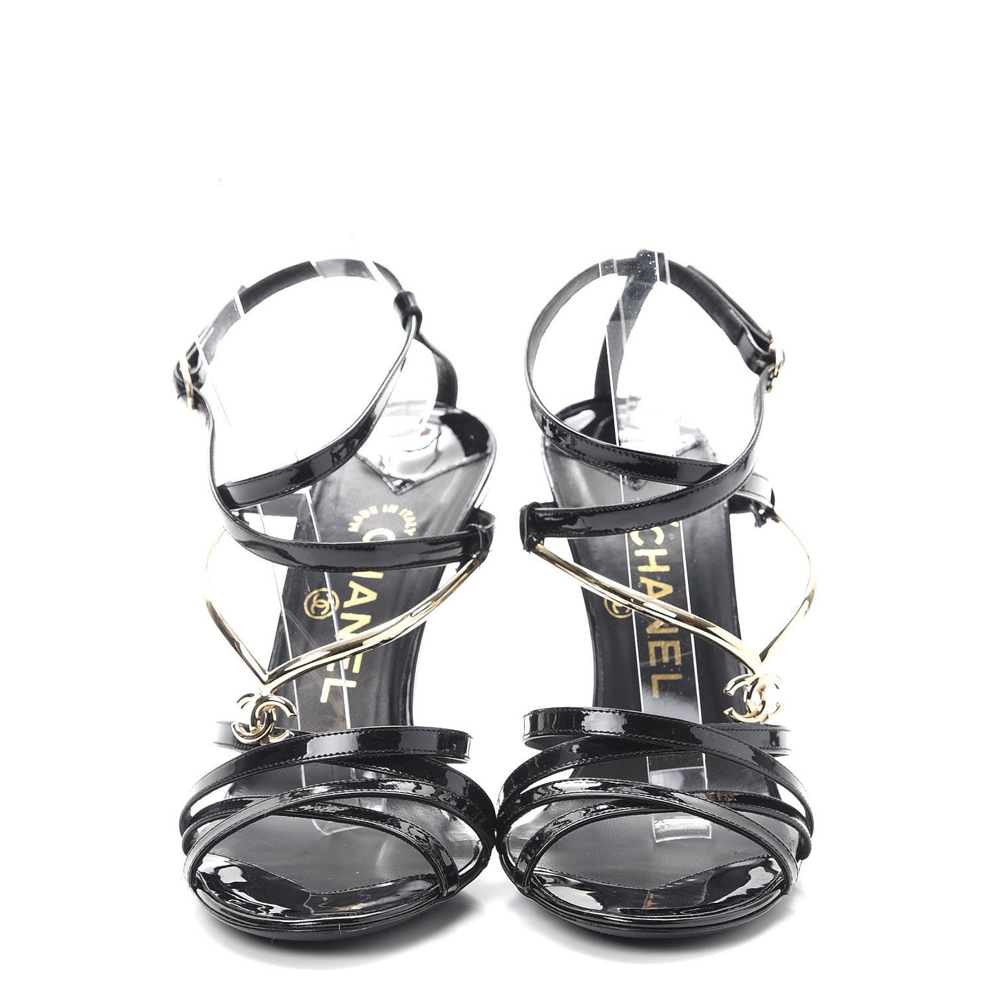 Patent CC Sandals 38 Black Gold