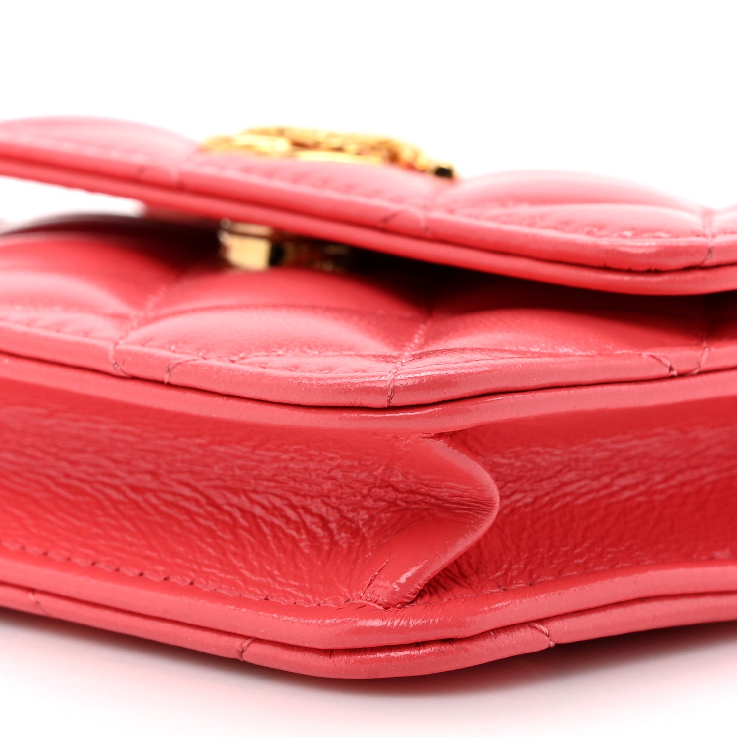 Chanel Shiny Lambskin Quilted Card Holder On Chain Pink 11 of 11