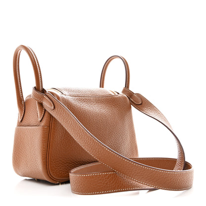 Hermes Taurillon Clemence Mini Lindy 20 Gold 3 of 12