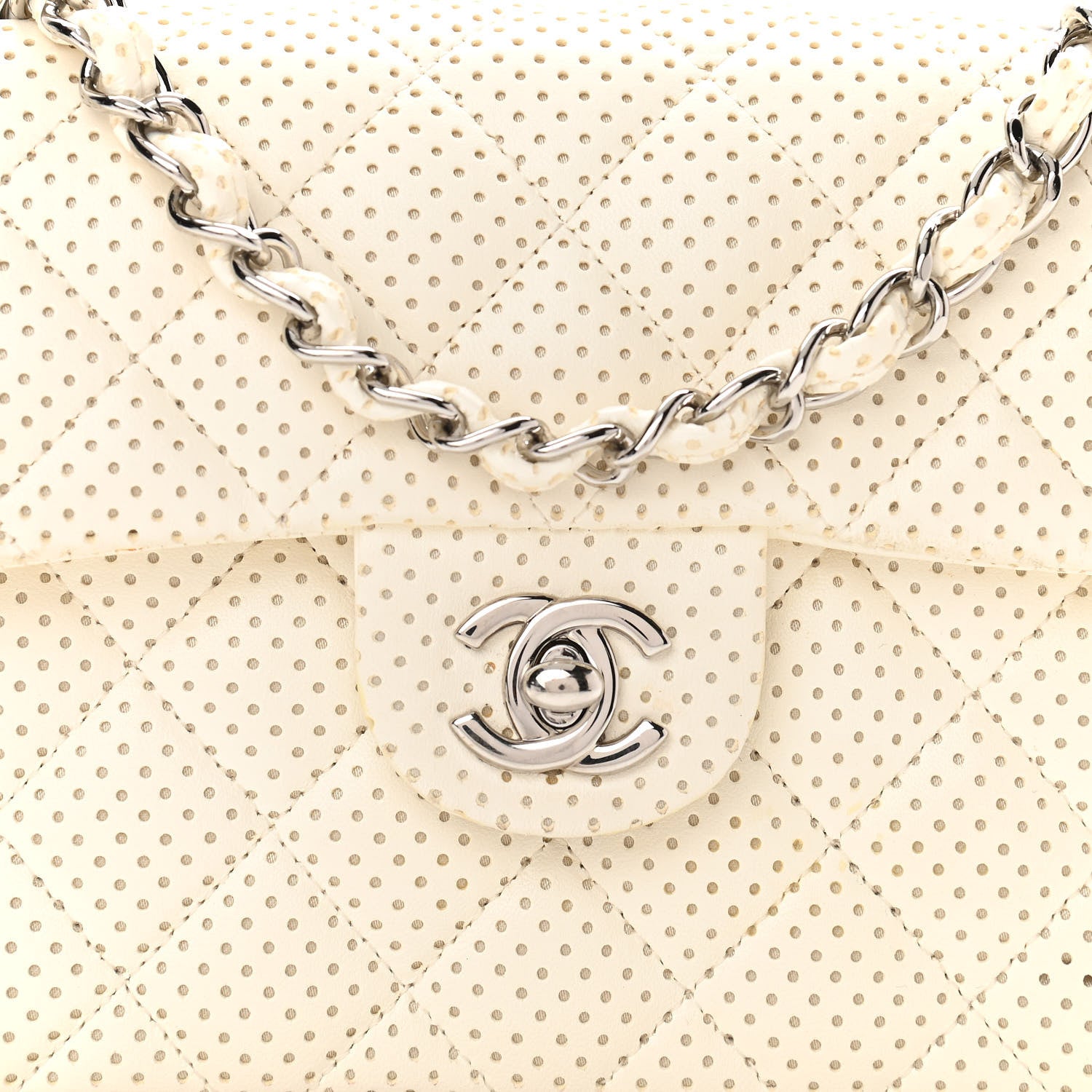 Chanel Lambskin Perforated Quilted Mini Square Flap White 8 of 11