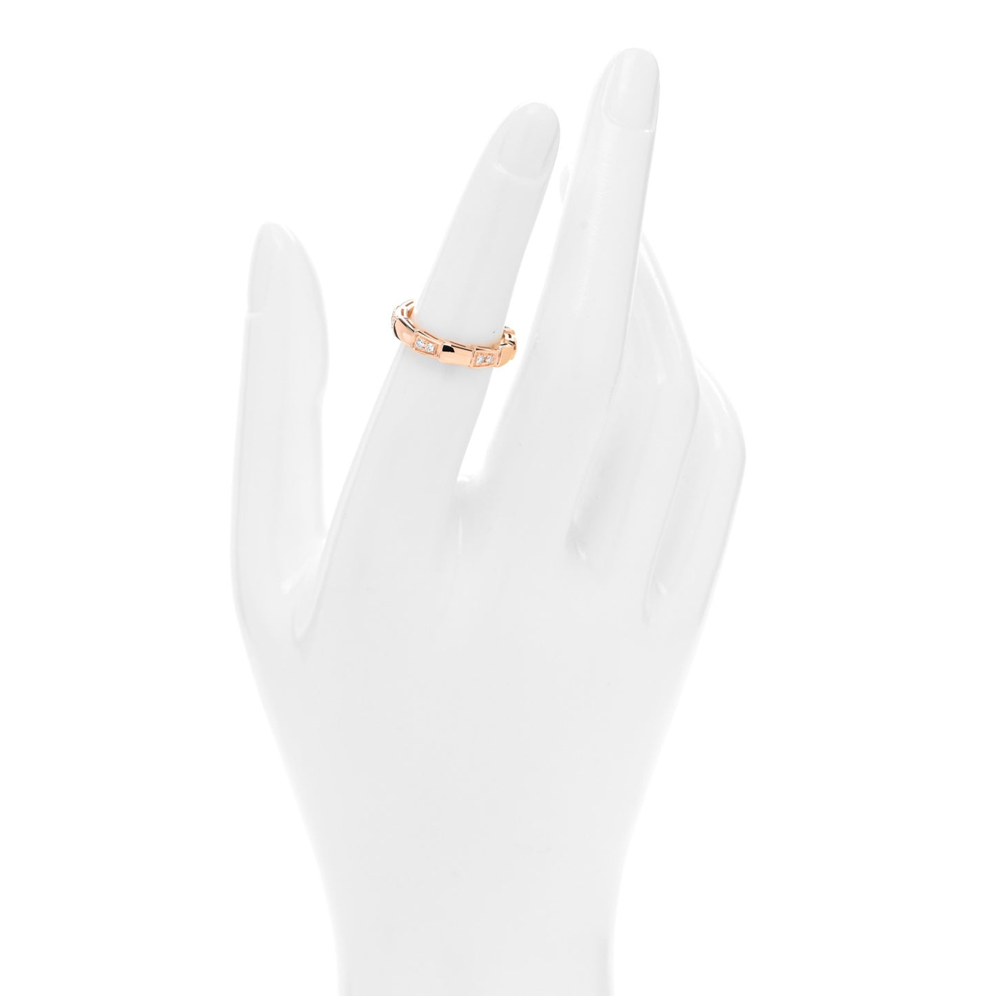18K Rose Gold Diamond Serpenti Viper Ring 50 5.25