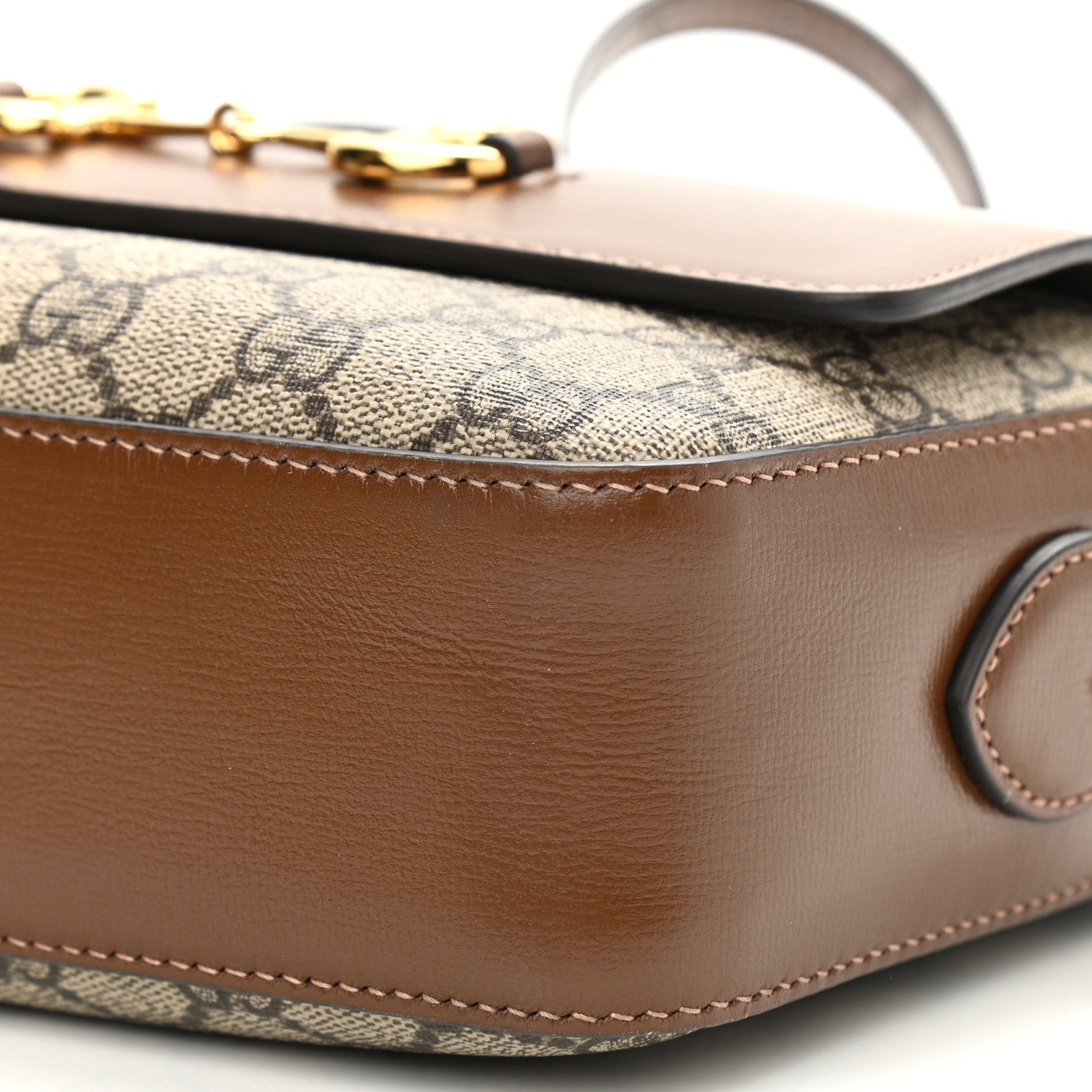 Gucci GG Supreme Monogram Small Horsebit 1955 Shoulder Bag Beige Brown Sugar 10 of 10