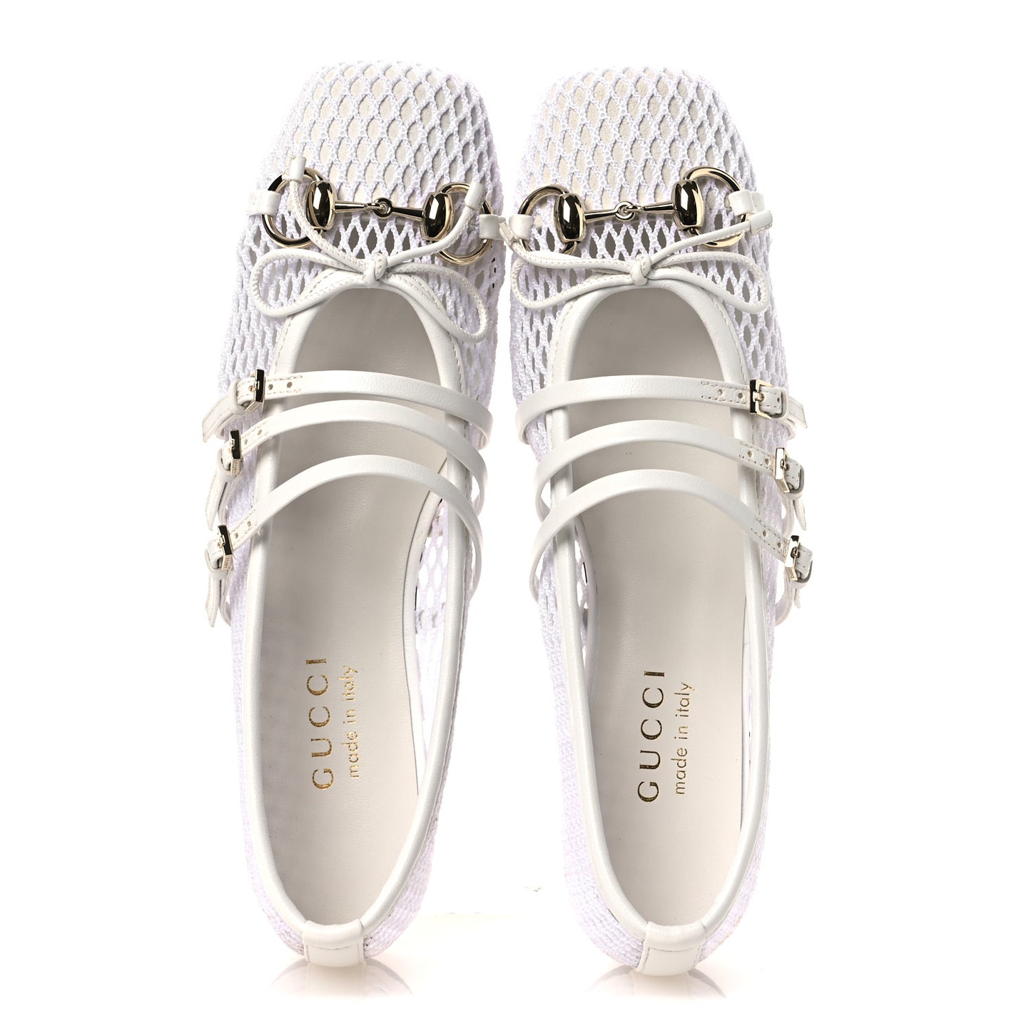 Video Net Nappa Horsebit Ballerina Flats 35.5 Great White