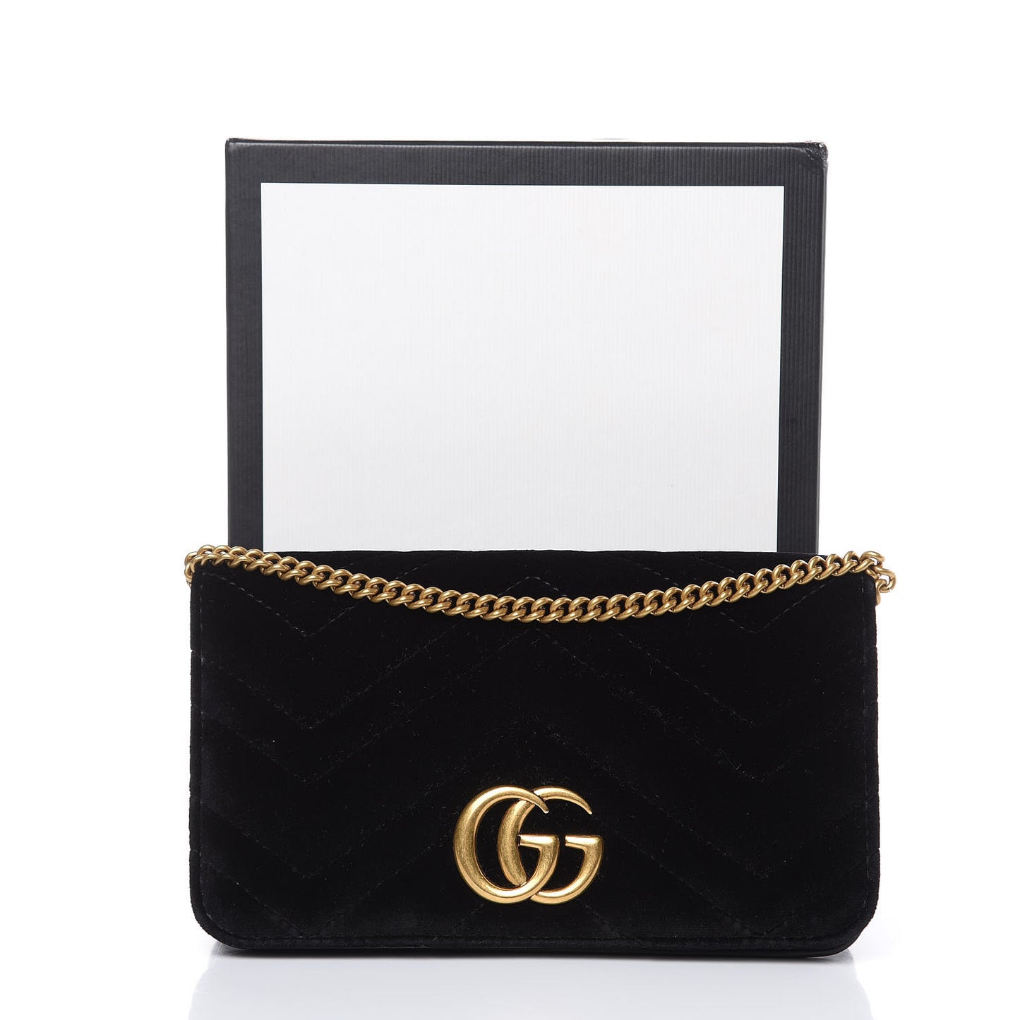 Velvet Matelasse GG Marmont Mini Bag Black