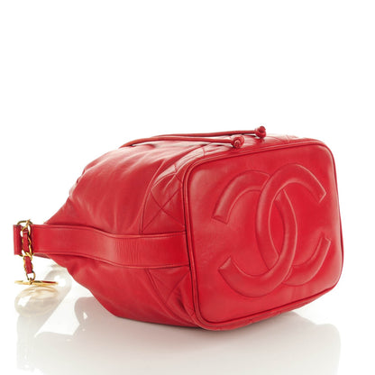 Chanel Lambskin Drawstring CC Shoulder Bag Red 5 of 16