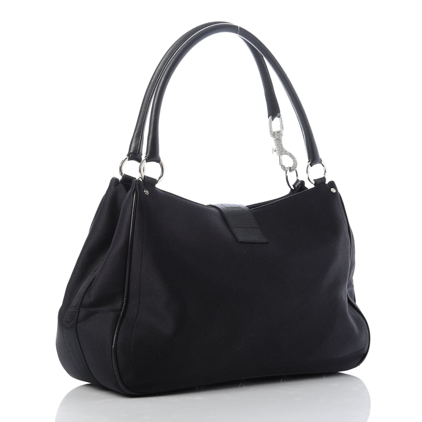 Satin Crystal Hardcore Shoulder Bag Navy Black