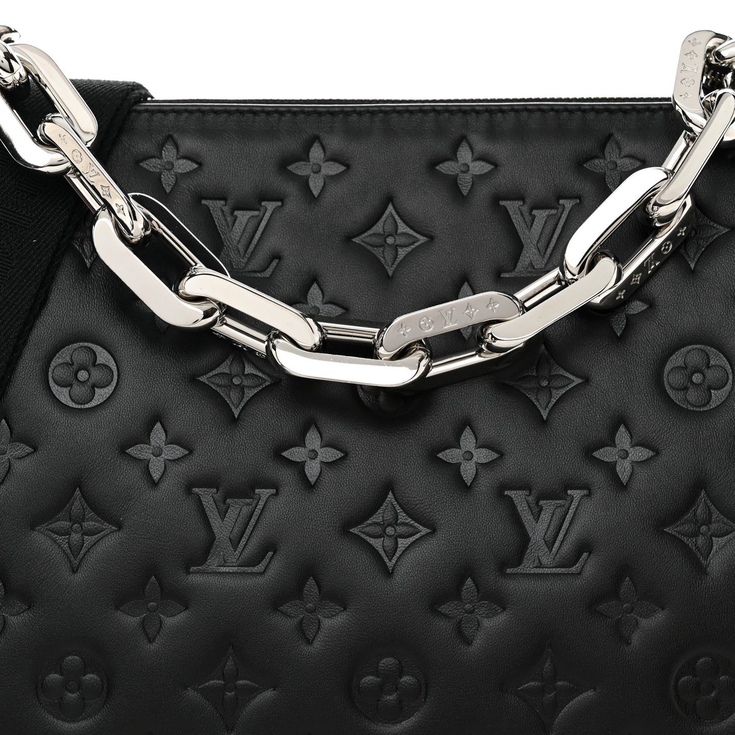 Lambskin Embossed Monogram Coussin MM Black