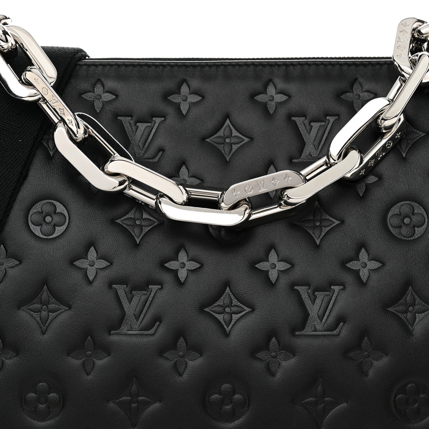 Louis Vuitton Lambskin Embossed Monogram Coussin MM Black 9 of 11