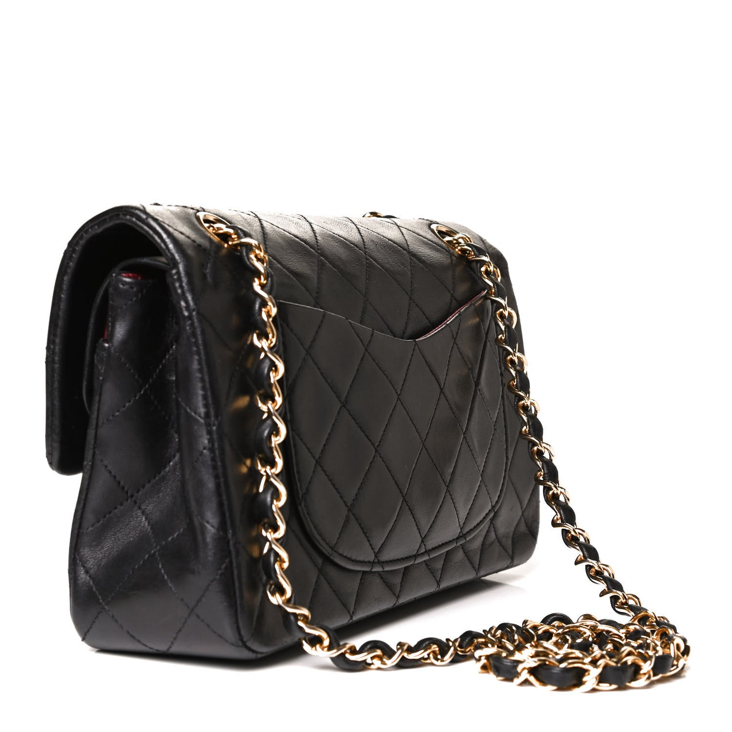 Lambskin Quilted Small Double Flap Black