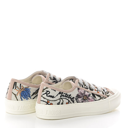 Christian Dior Cotton Rosa Mutabilis Embroidered Womens Walk'N'Dior Low Top Sneakers 35 Beige Multicolor 4 of 7