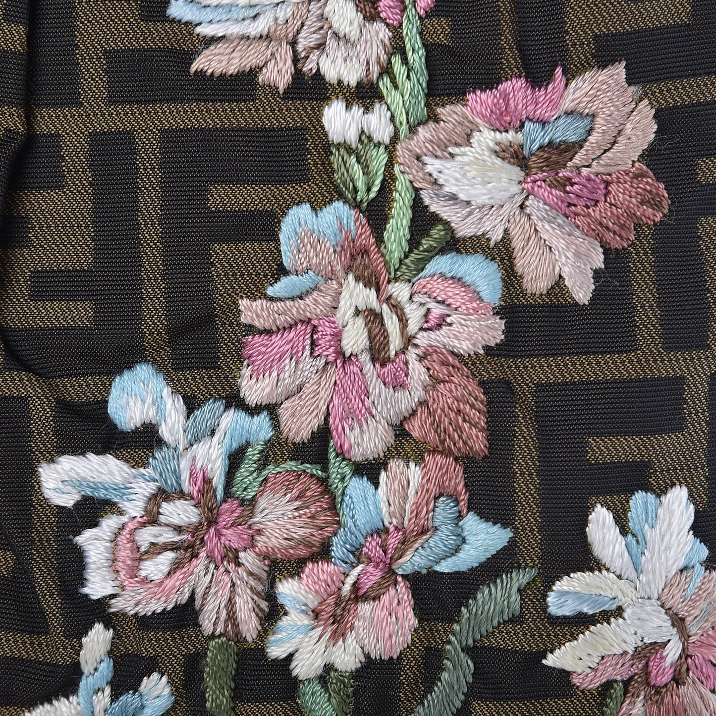 Zucca Embroidered Lizard Trim Bag Tobacco