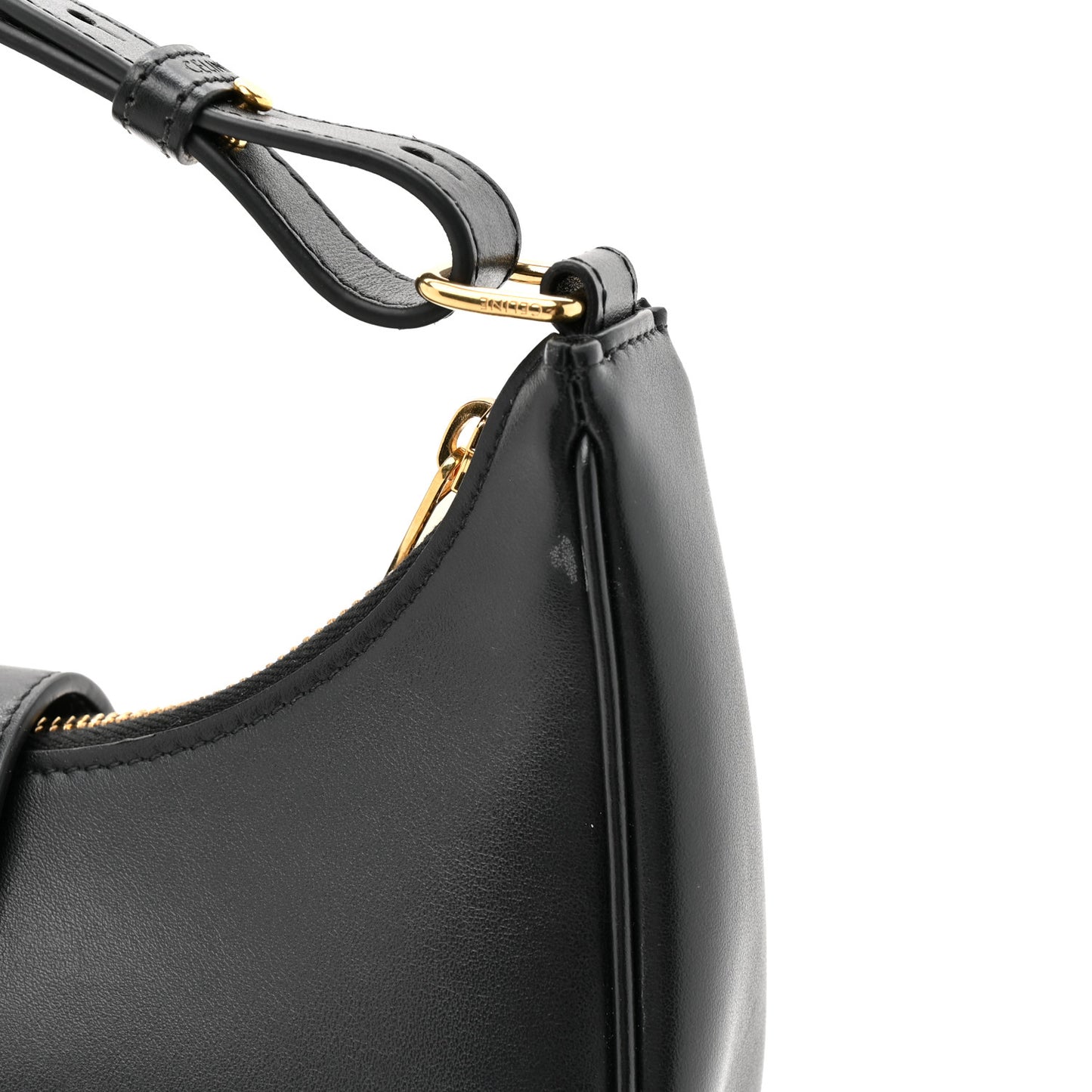 Smooth Calfskin Medium Strap Ava Triomphe Shoulder Bag Black