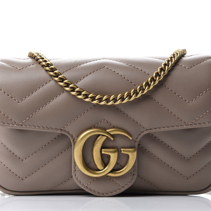 Gucci Calfskin Matelasse Super Mini GG Marmont Shoulder Bag Porcelain Rose 11 of 12