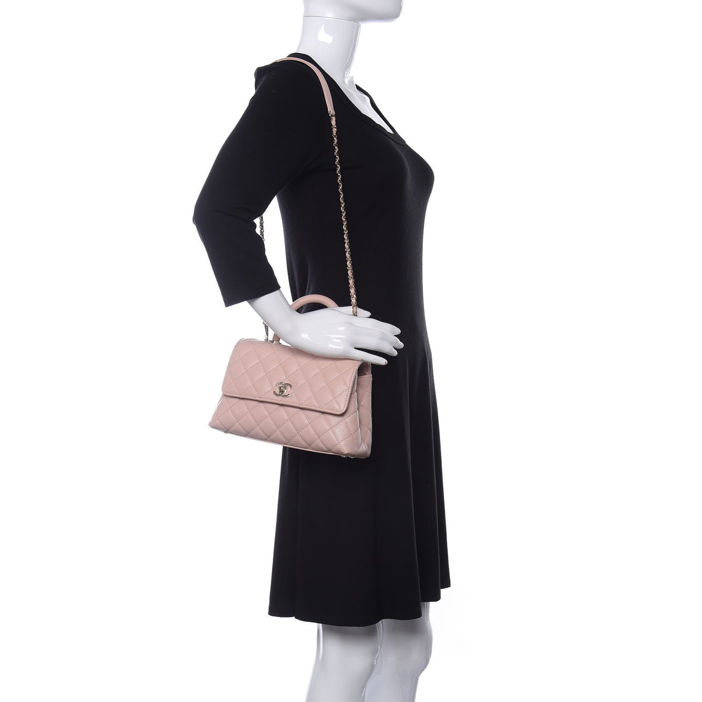 Caviar Quilted Mini Coco Handle Flap Light Pink