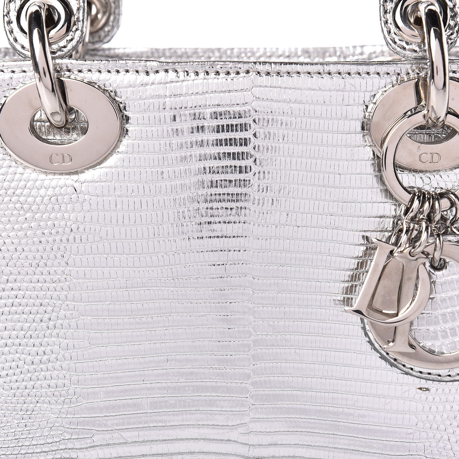 Christian Dior Metallic Lizard Mini Lady Dior Silver 10 of 13