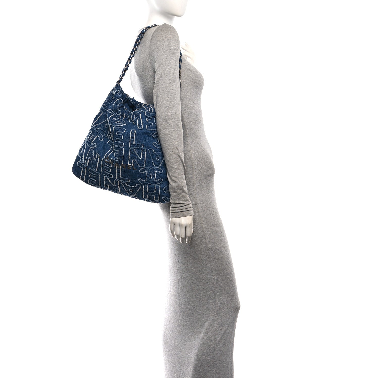 Chanel Denim Patchwork Logo Chanel 22 Blue 2 of 10