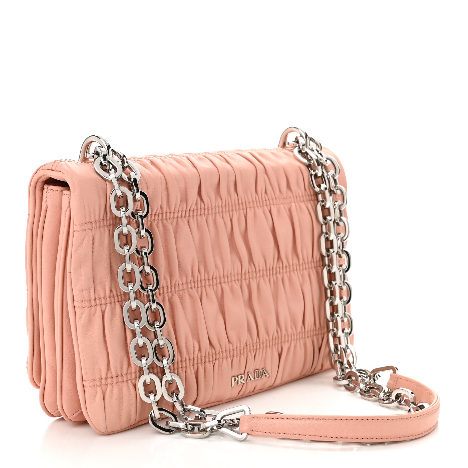 Prada Nappa Gaufre Chain Shoulder Bag Pesca 3 of 15
