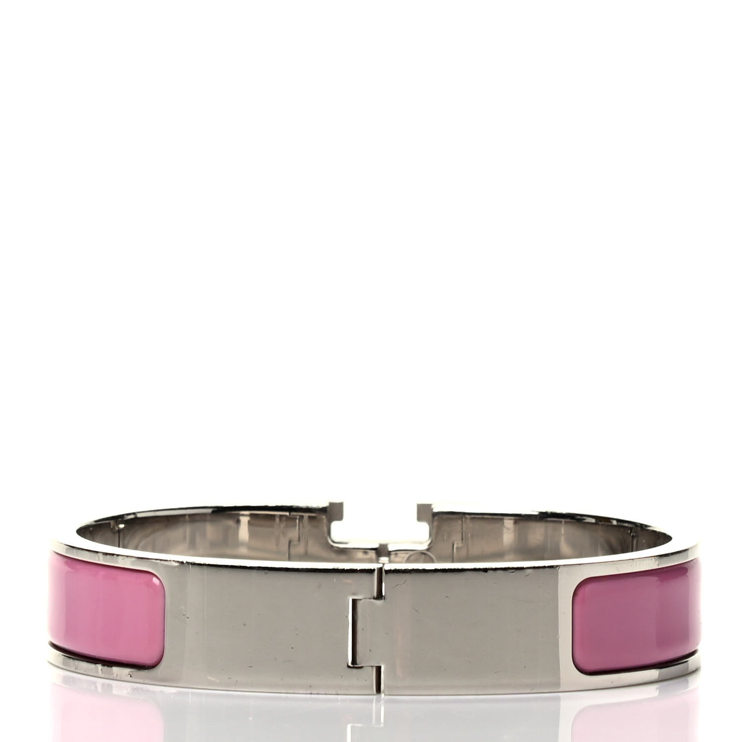 Hermes Enamel Narrow Clic Clac H Bracelet PM Rose Velours 3 of 4