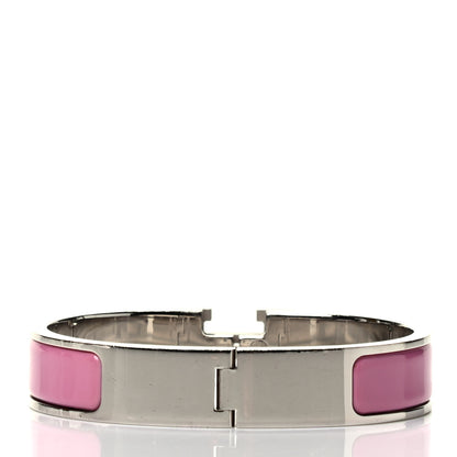 Hermes Enamel Narrow Clic Clac H Bracelet PM Rose Velours 3 of 4