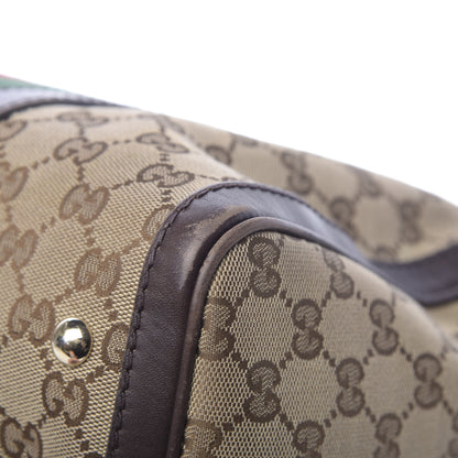 Gucci Monogram Vintage Web Medium Boston Dark Brown 12 of 14