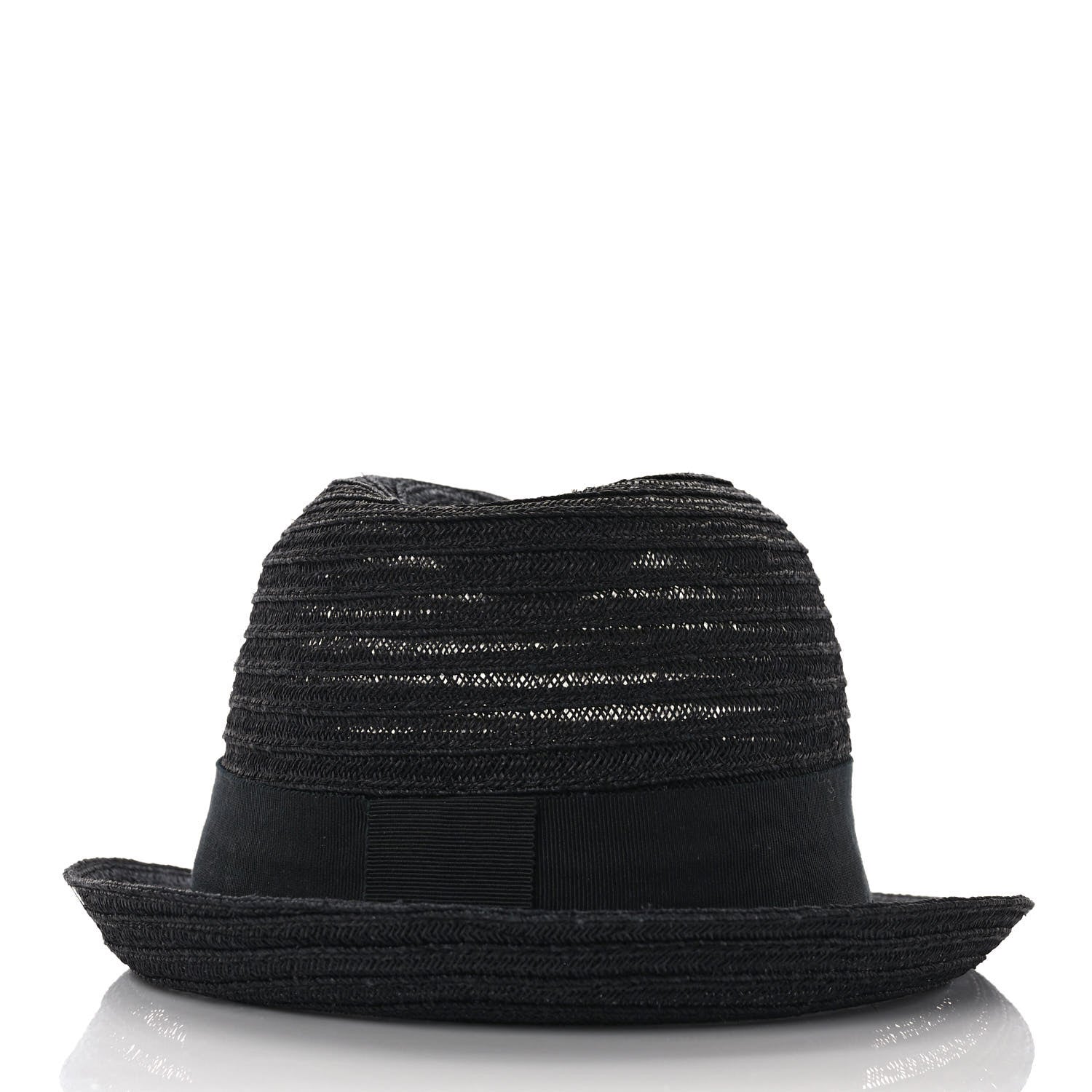 Chanel Straw CC Fedora Hat M Black 3 of 7