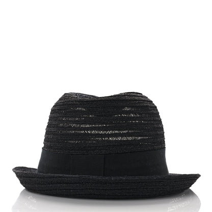 Chanel Straw CC Fedora Hat M Black 3 of 7