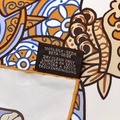 Hermes Silk Duels Oniriques Scarf 90 Creme Lavande Vert 6 of 6