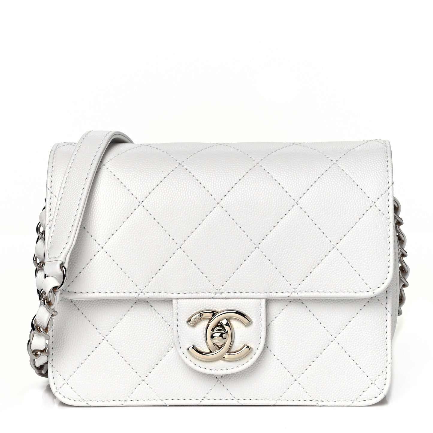 Caviar Quilted Like A Wallet Flap White