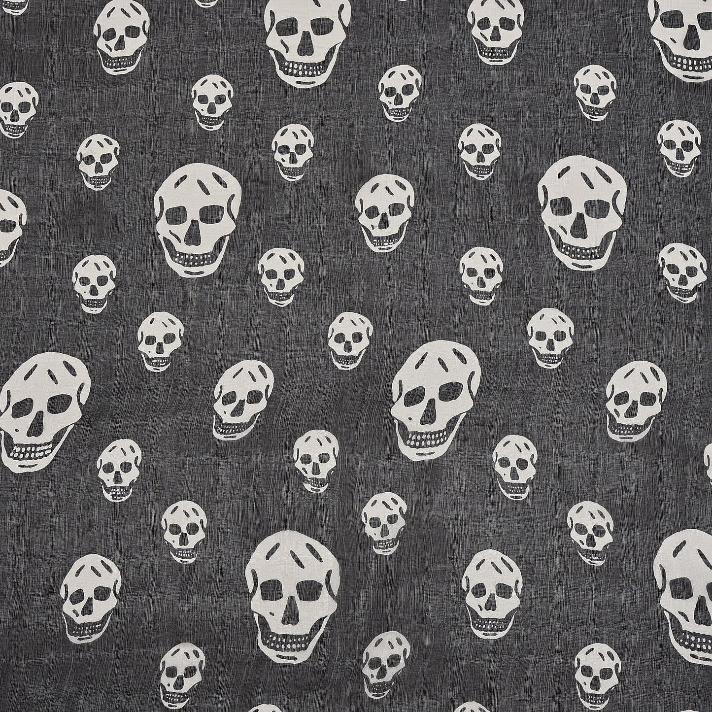 Silk Chiffon Skull Scarf Black Ivory