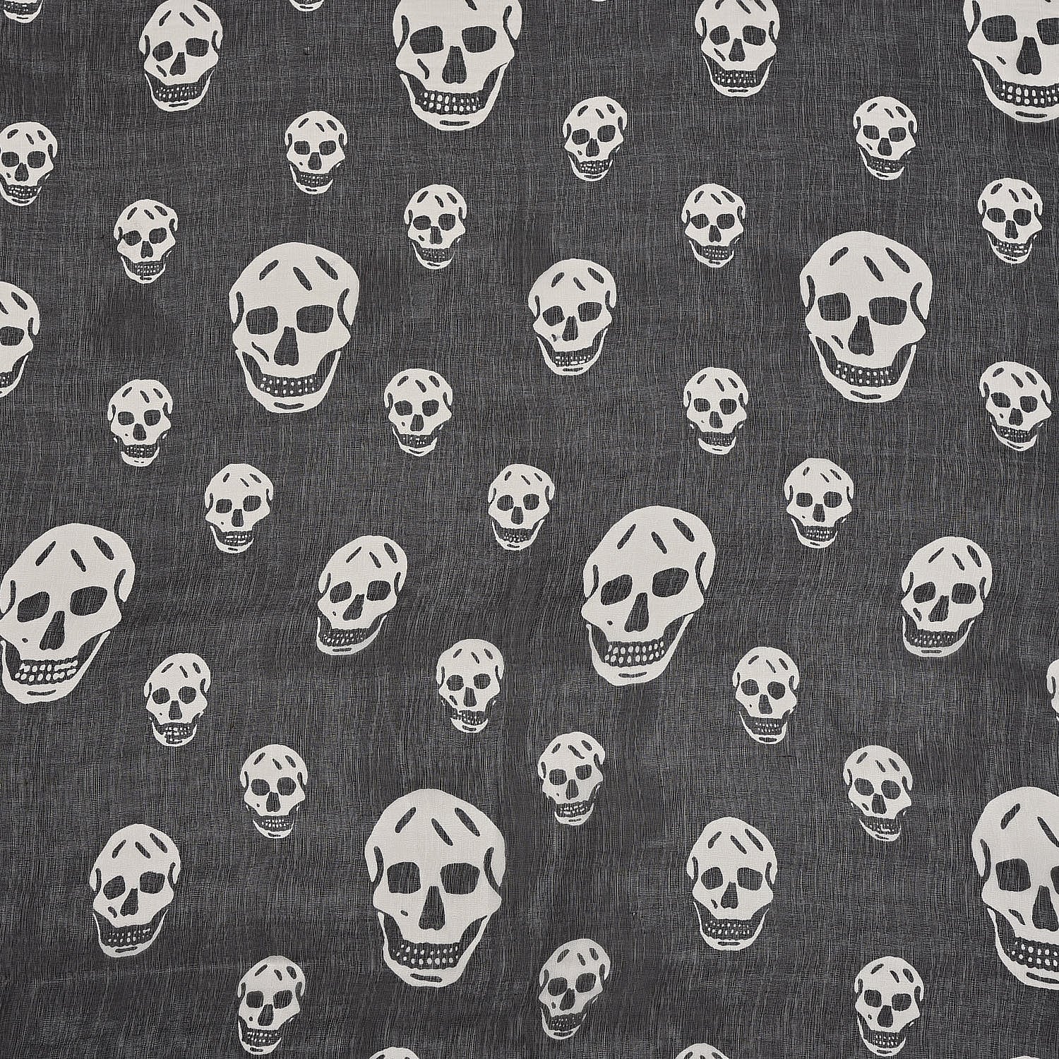 Alexander McQueen Silk Chiffon Skull Scarf Black Ivory 3 of 5