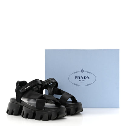 Prada Rubber Nylon Velcro Womens Cloudbust Thunder 50mm Sandals 37 Black 8 of 8