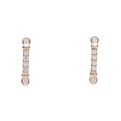 Tiffany 18K Rose Gold Diamond Fleur de Lis Key Bar Earrings 1 of 4