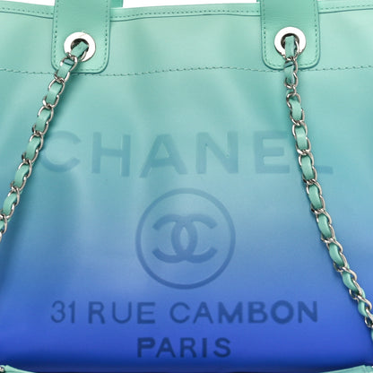 Chanel Shaded Calfskin Small Deauville Tote Light Green Turquoise Purple 9 of 12