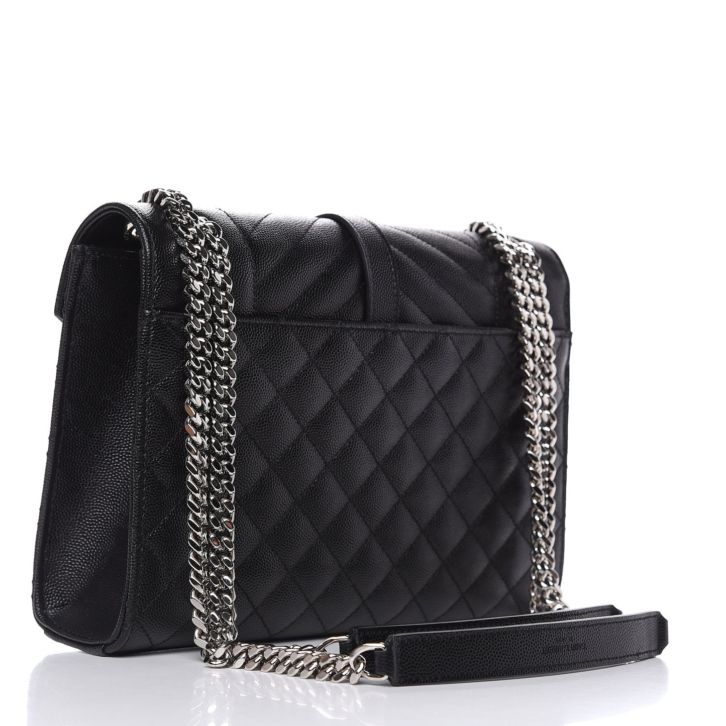 Grain De Poudre Textured Mixed Matelasse Triquilt Medium Monogram Satchel Black
