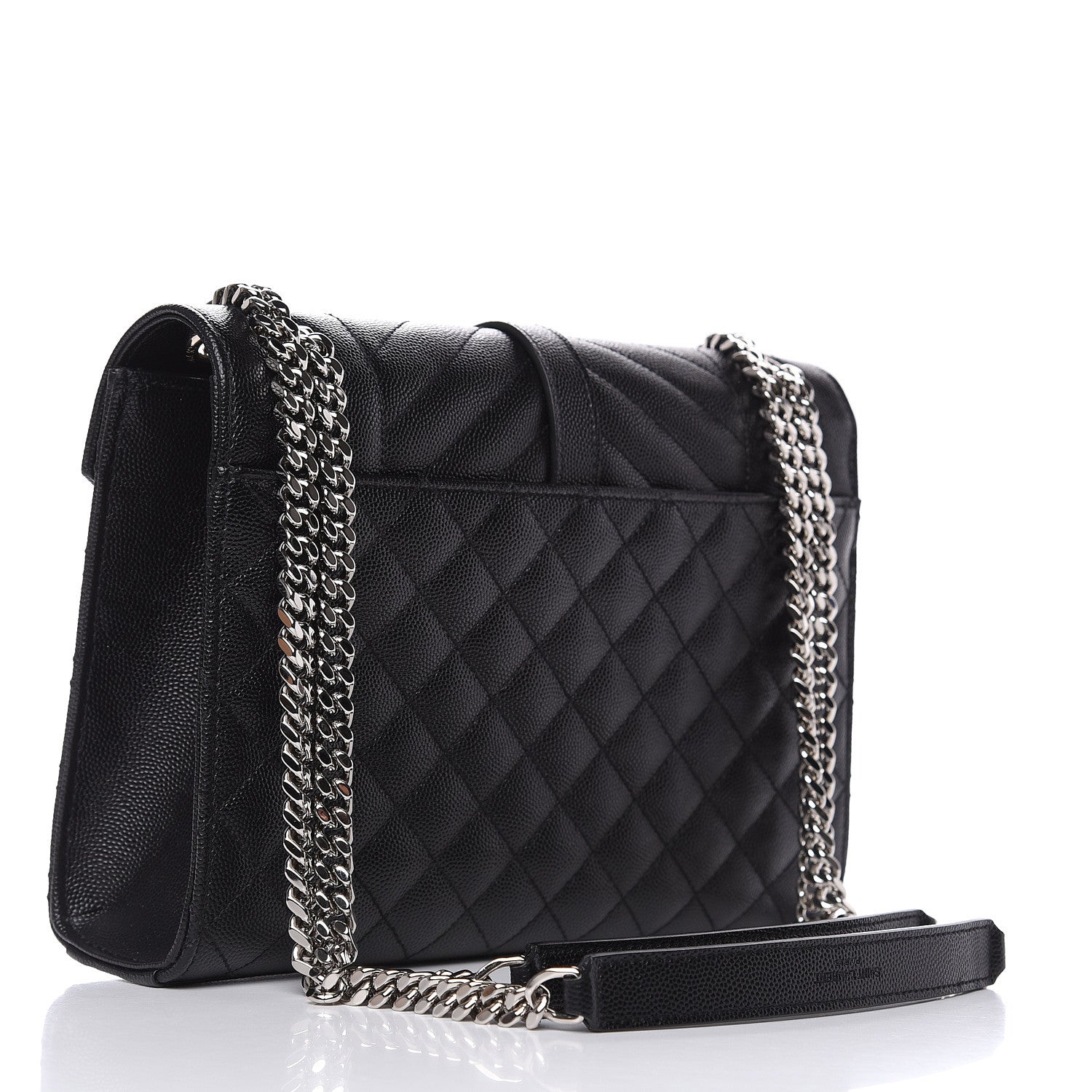 Saint Laurent Grain De Poudre Textured Mixed Matelasse Triquilt Medium Monogram Satchel Black 3 of 9